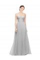 Online Long Twisted Sweetheart Neckline Tulle Bridesmaid Dress