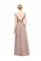 Online Full Length Draped Long V-Neck Tulle Bridesmaid Dress