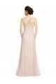 Online Long Draped Back A-Line Tulle Bridesmaid Dress with Pleated Bodice