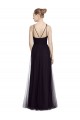 Online High Neck Long A-Line Tulle Bridesmaid Dress