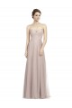 Online Long Strapless Tulle Bridesmaid Dress with Pleated Bodice