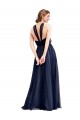 Online Floor Length Long Halter Pleated Tulle Bridesmaid Dress