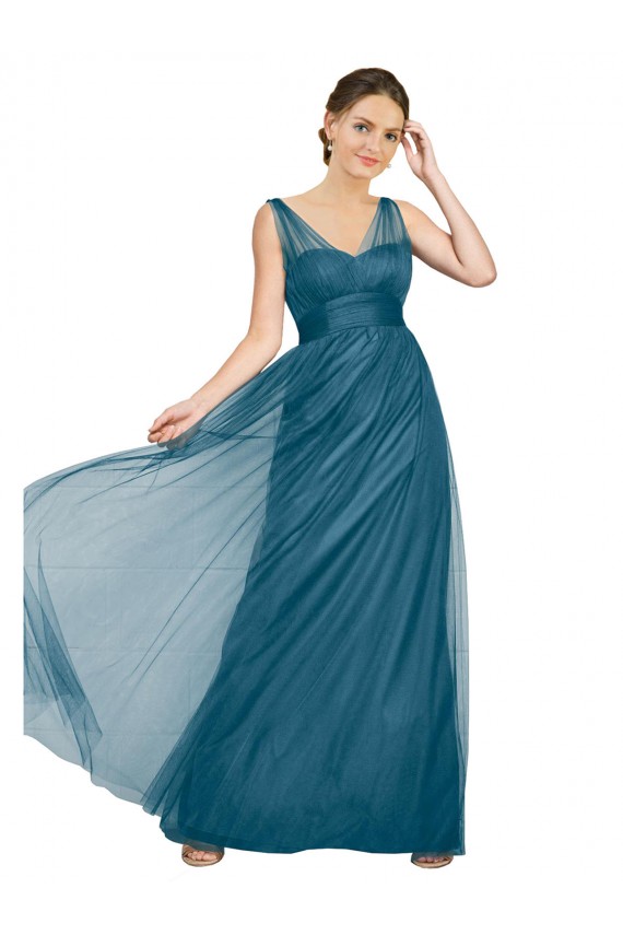 Online Long V-Neck Soft Tulle Bridesmaid Dress