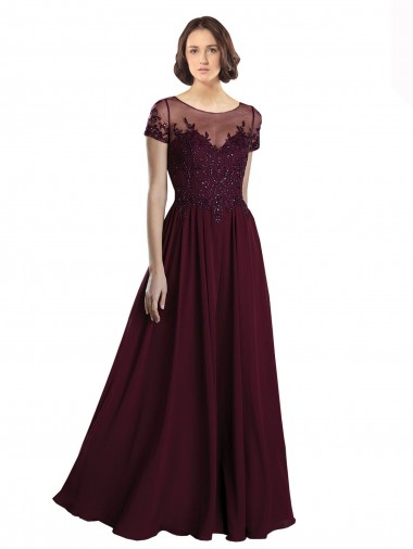 Online Full Length Beaded and Embroidered Tulle Bodice Long Chiffon Bridesmaid Dress