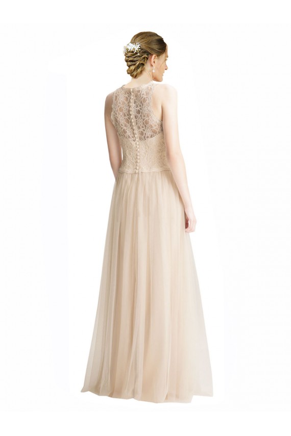 Online Full Length Tulle Bridesmaid Dress with Corded Lace Over Sweetheart Neckline