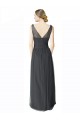 Online Long Tulle Bridesmaid Dress with Illusion Shoulder Straps and V-Back