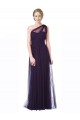 Online One Shoulder Long Tulle Bridesmaid Gown with Sheer Netting Strap