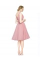 Online Short Knee Length Wide Strap Plunge Cross Over Neckline Tulle Bridesmaid Dress