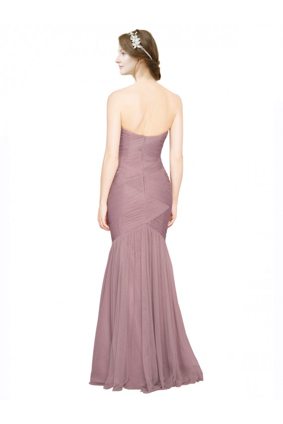 Online Mermaid Strapless Tulle Bridesmaid Dress with All Over Pleats