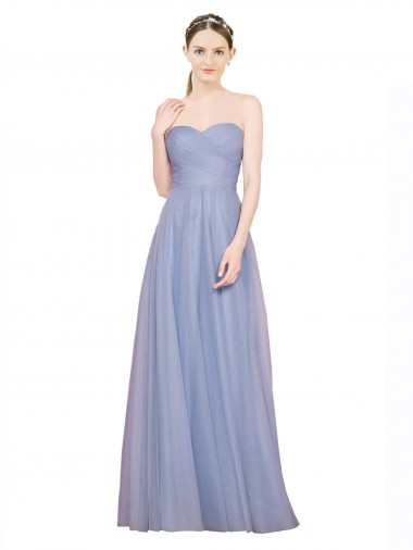 Online Strapless Sweetheart A-Line Tulle Bridesmaid Dress with Low Back