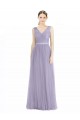 Online Wide Straps V-Neck Long Tulle Bridesmaids with Belt