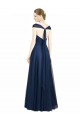 Online Ruched Sweetheart Long A-Line Tulle Bridesmaid Dress with Wide Straps and Tie Back