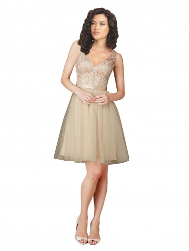 Online Tulle Bridesmaid Dress with Embroidery and Beading