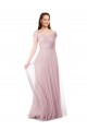 Online Off the Shoulder Long A-Line Tulle Bridesmaid Dress