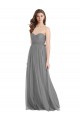 Online Shirred Strapless Bodice Long Tulle Bridesmaid Dress with Sweetheart Neckline