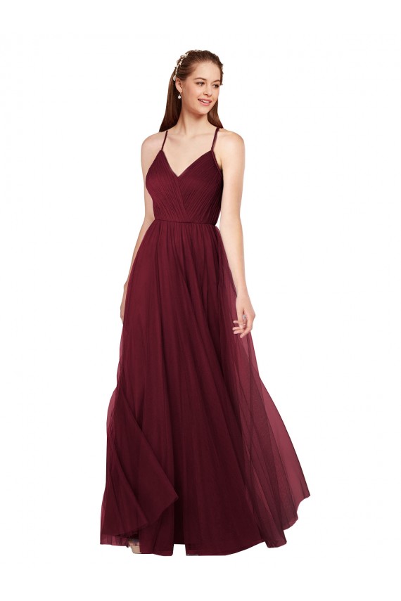 Online Beach-inspired Sweetheart Tulle Long Bridesmaid Dress