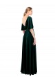 Online Deep V-Neck Flutter Sleeves Long Velvet Wrap Bridesmaid Dress