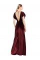 Online Flutter Sleeves Open Back Long Velvet Bridesmaid Dress