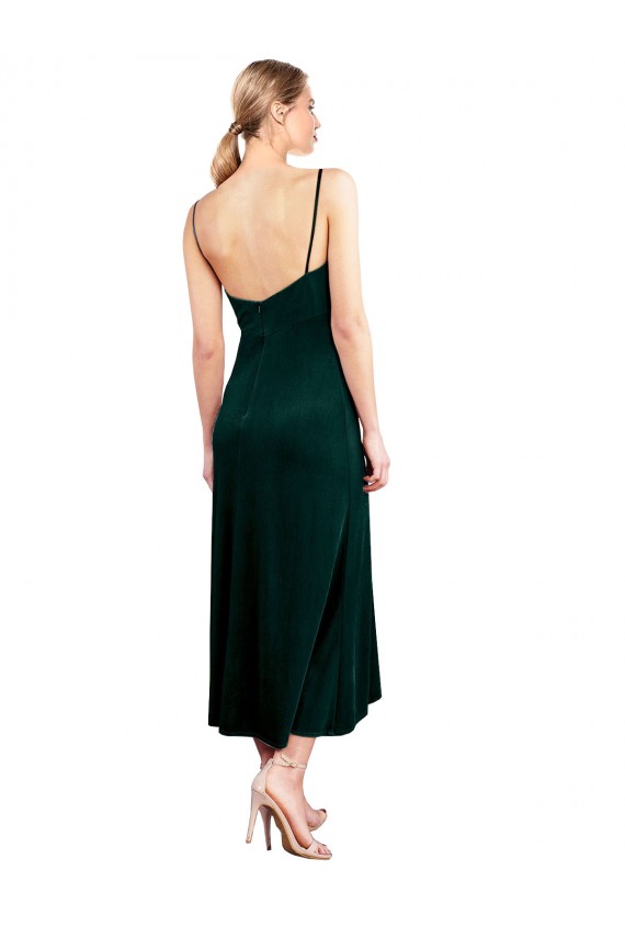 Online Midi Length Cowl Neck Velvet Slip Bridesmaid Dress