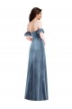 Online Ruffle Sleeve Off the Shoulder Velvet Maxi Bridesmaid Dress