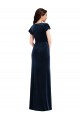 Online Flutter Sleeve Wrap Bodice Velvet Maxi Bridesmaid Dress with Pockets