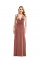 Online Plunging Neckline Velvet Maxi Bridesmaid Dress with Criss Cross Open Back