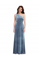 Online One Shoulder Draped Velvet Maxi Bridesmaid Dress