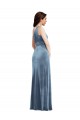 Online One Shoulder Draped Velvet Maxi Bridesmaid Dress