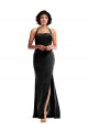Online Stretch Velvet Empire Bridesmaid Dress with Halter Strap