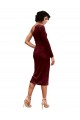 Online One Shoulder Fitted Short Midi Length Velvet Bridesmaid Dress