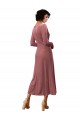 Online Long Sleeve Velvet Faux Wrap Midi Length Bridesmaid Dress