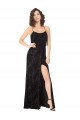 Online Floral Velvet Cowl Neck Bridesmaid Dress with Skirt Slit