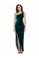 Online One Shoulder Velvet Front Wrap Bridesmaid Dress 