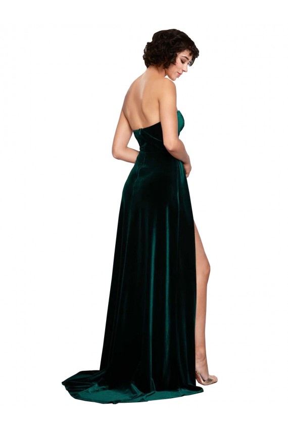 Online Sweetheart Fluid Velvet Bridesmaid Dress with High Split